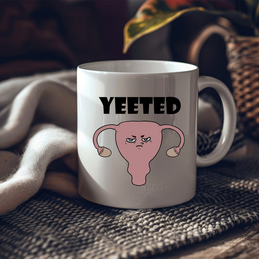 Yeeted Womb Hysterectomy Cup for Her, Ceramic Personalised Funny Yeet Joke Menopause Mug