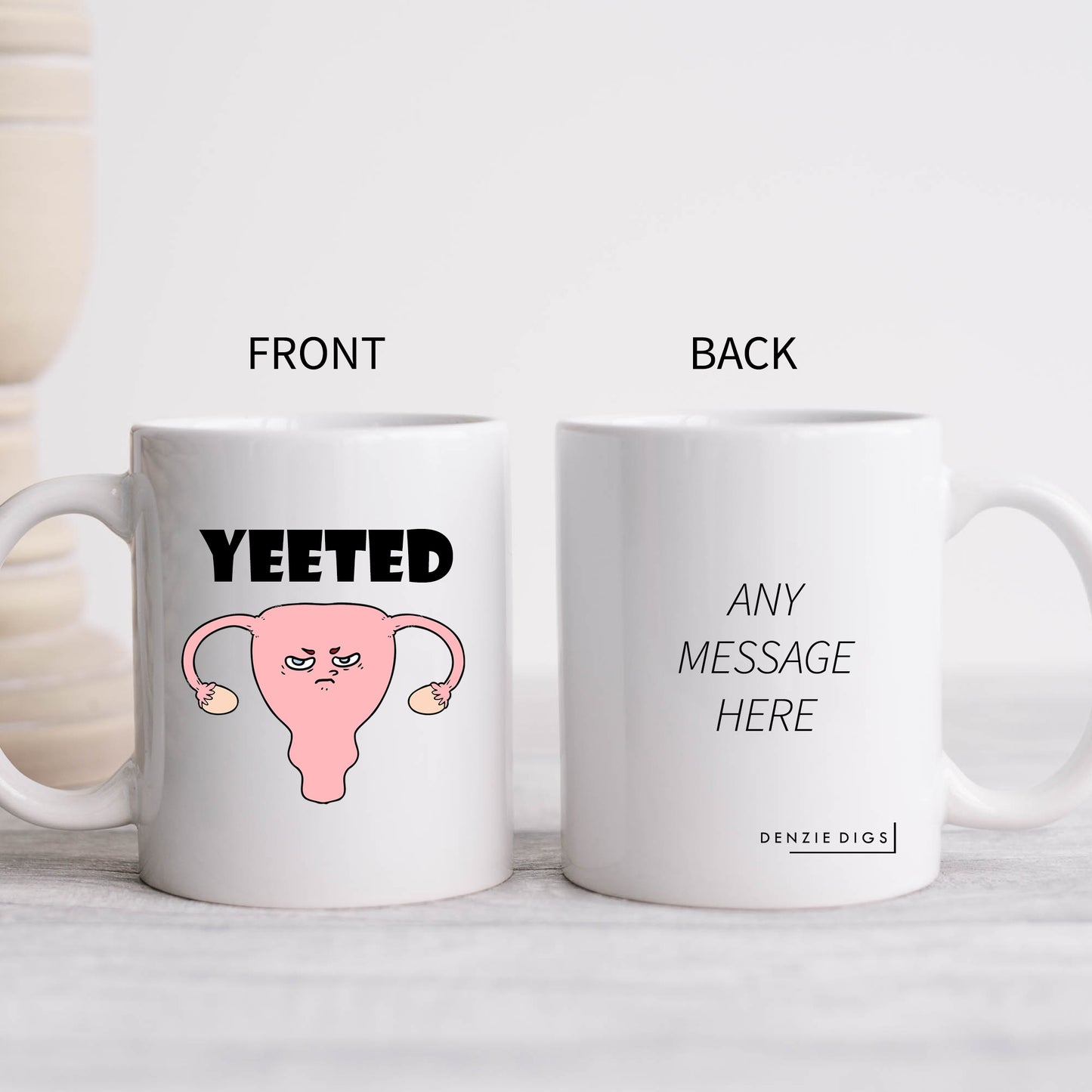 Yeeted Womb Hysterectomy Cup for Her, Ceramic Personalised Funny Yeet Joke Menopause Mug