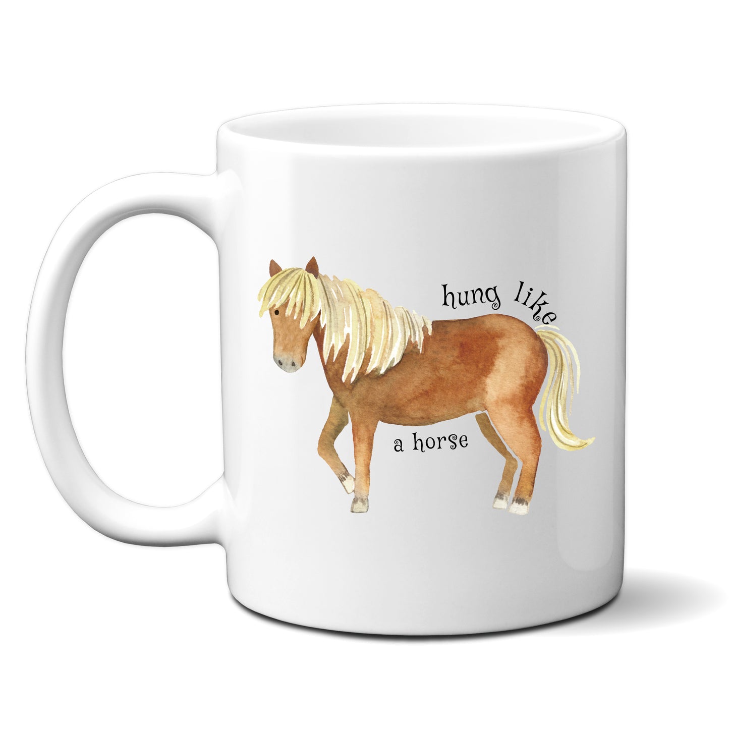 Hung Like A Horse, Brown Horse Design, Ceramic Personalised Funny Offensive Joke Mug