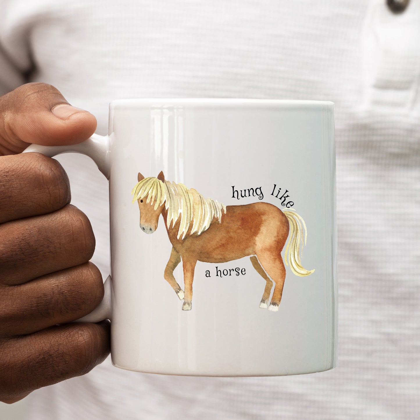 Hung Like A Horse, Brown Horse Design, Ceramic Personalised Funny Offensive Joke Mug