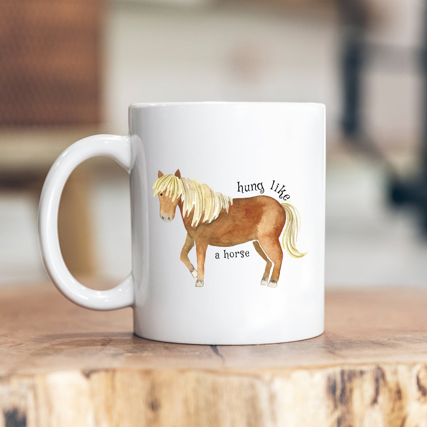 Hung Like A Horse, Brown Horse Design, Ceramic Personalised Funny Offensive Joke Mug