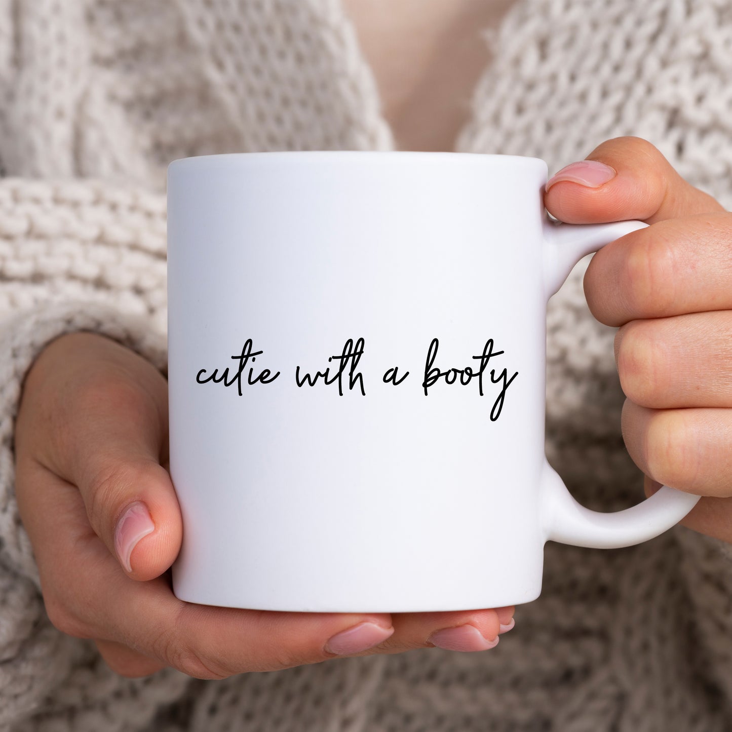 Cutie With a Booty Cup, Ceramic Funny Flirty Joke Personalised Mug