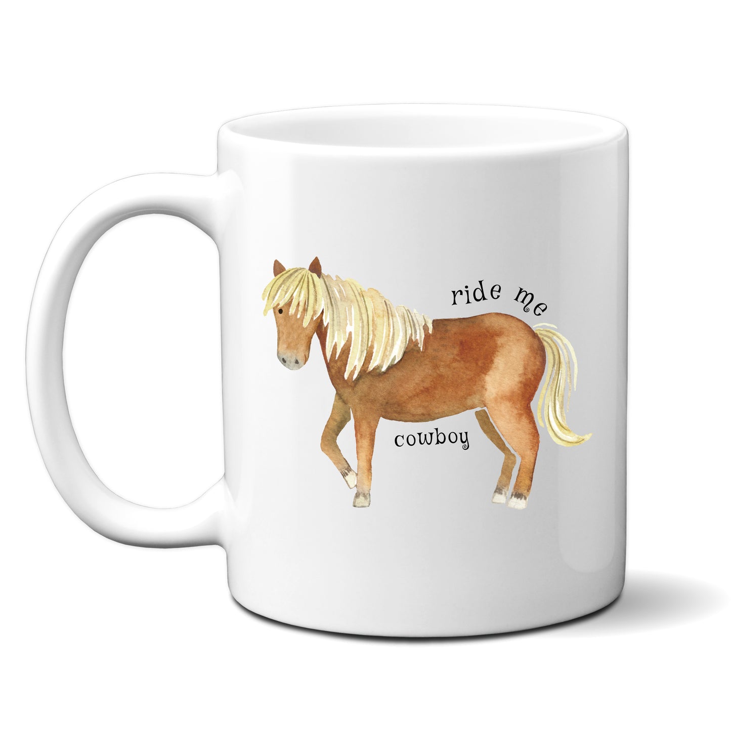 Ride Me Cowboy, Brown Horse Design, Ceramic Personalised Funny Offensive Joke Mug