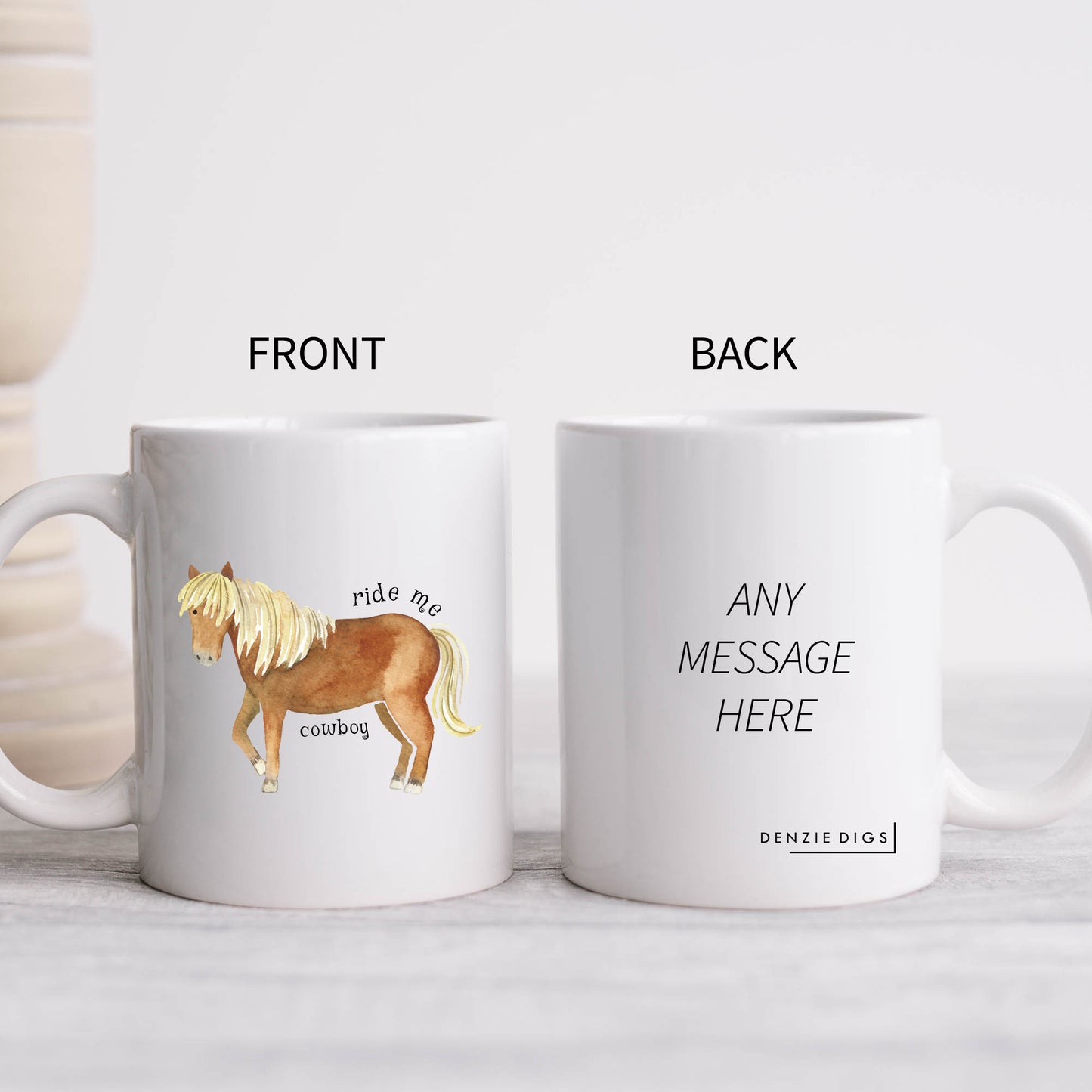 Ride Me Cowboy, Brown Horse Design, Ceramic Personalised Funny Offensive Joke Mug