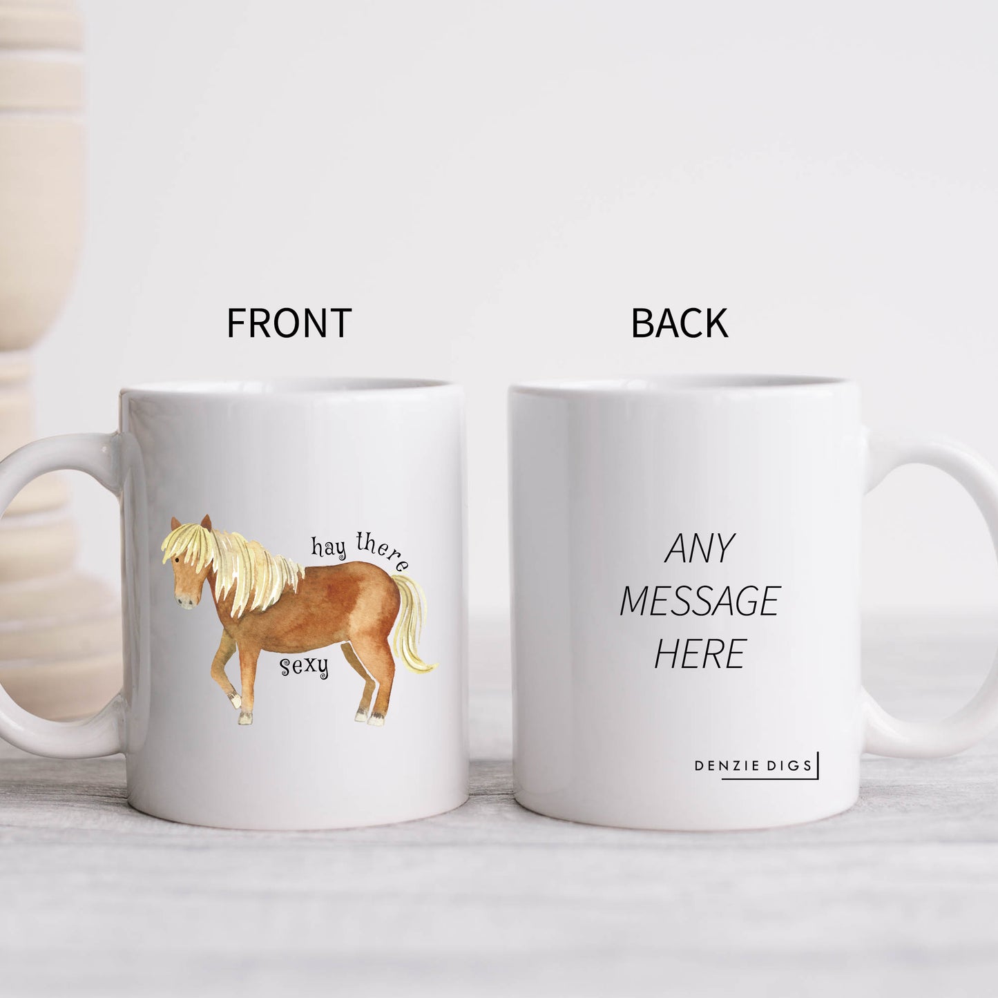 Hay There Sexy, Brown Horse Design, Ceramic Personalised Funny Offensive Joke Mug
