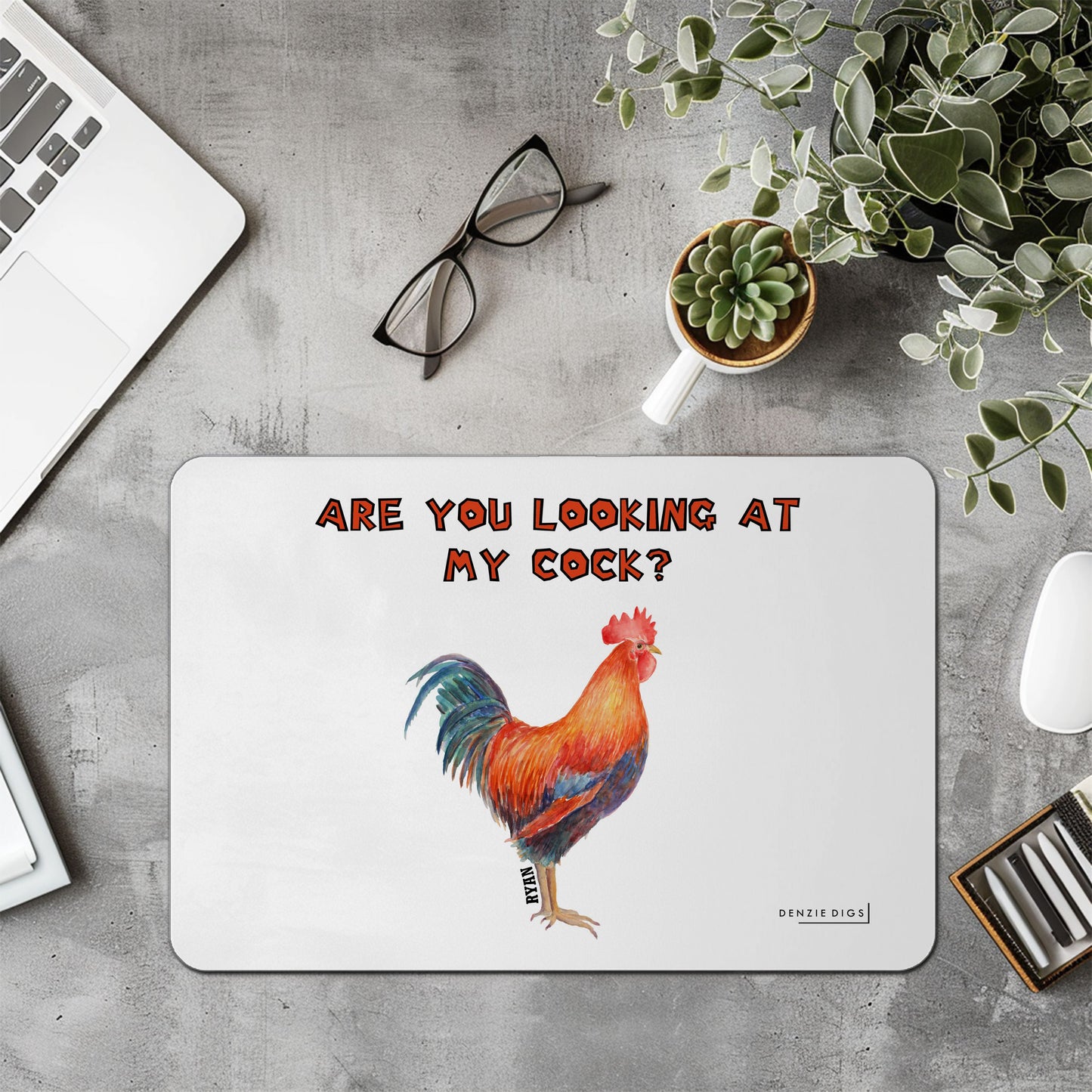 Personalised Custom Mouse Mat, Mouse Pad, Are You Looking At My Cock Joke, Offensive Gift