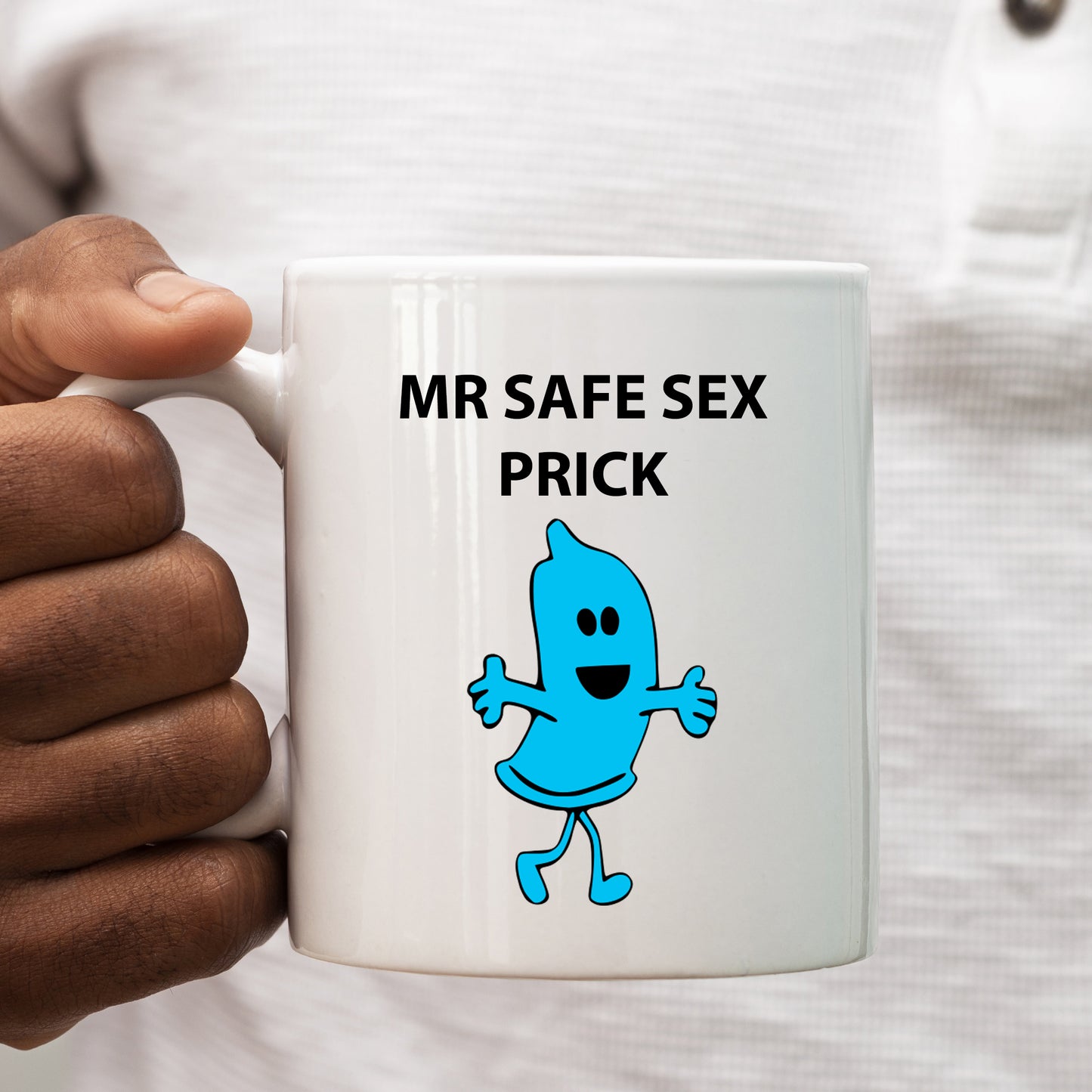 Mr Safe Sex Prick Mug, Funny Condom Hilarious Offensive Rude Personalised Gift Cup