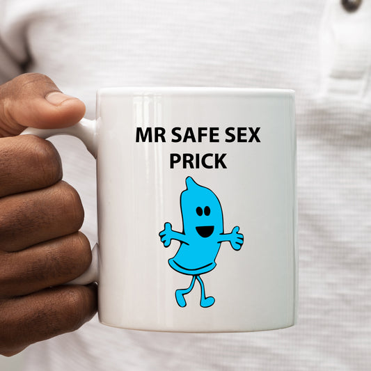 Mr Safe Sex Prick Mug, Funny Condom Hilarious Offensive Rude Personalised Gift Cup
