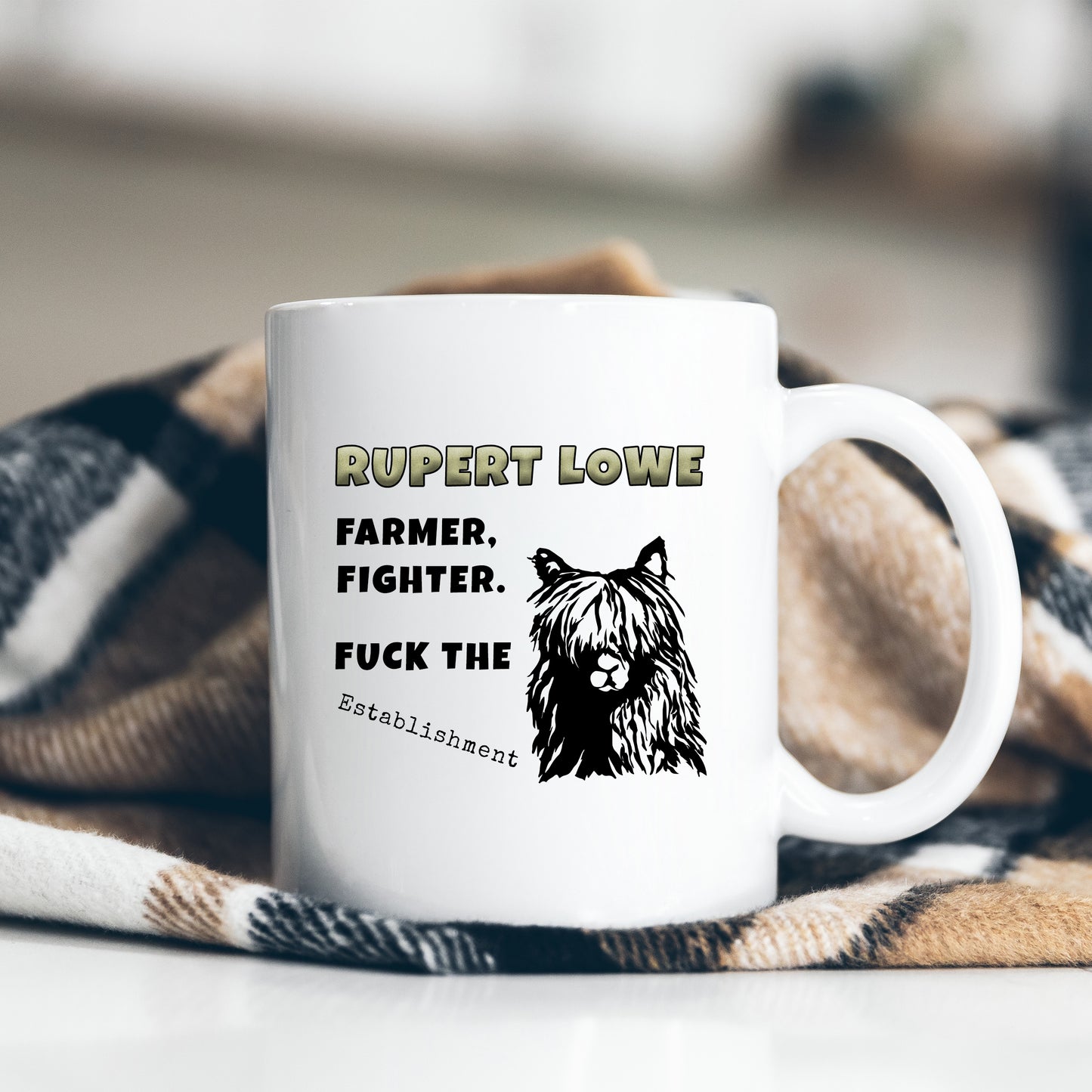 Rupert Lowe, Farmer, Fighter, Fuck The Establishment, Personalised Restore Britain Mug, Funny Political Gift
