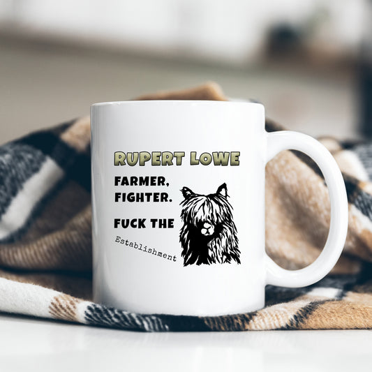 Rupert Lowe, Farmer, Fighter, Fuck The Establishment, Personalised Restore Britain Mug, Funny Political Gift