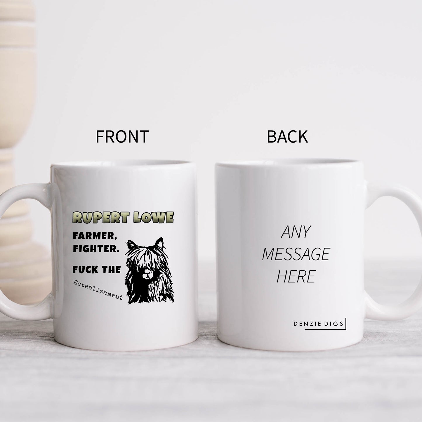 Rupert Lowe, Farmer, Fighter, Fuck The Establishment, Personalised Restore Britain Mug, Funny Political Gift
