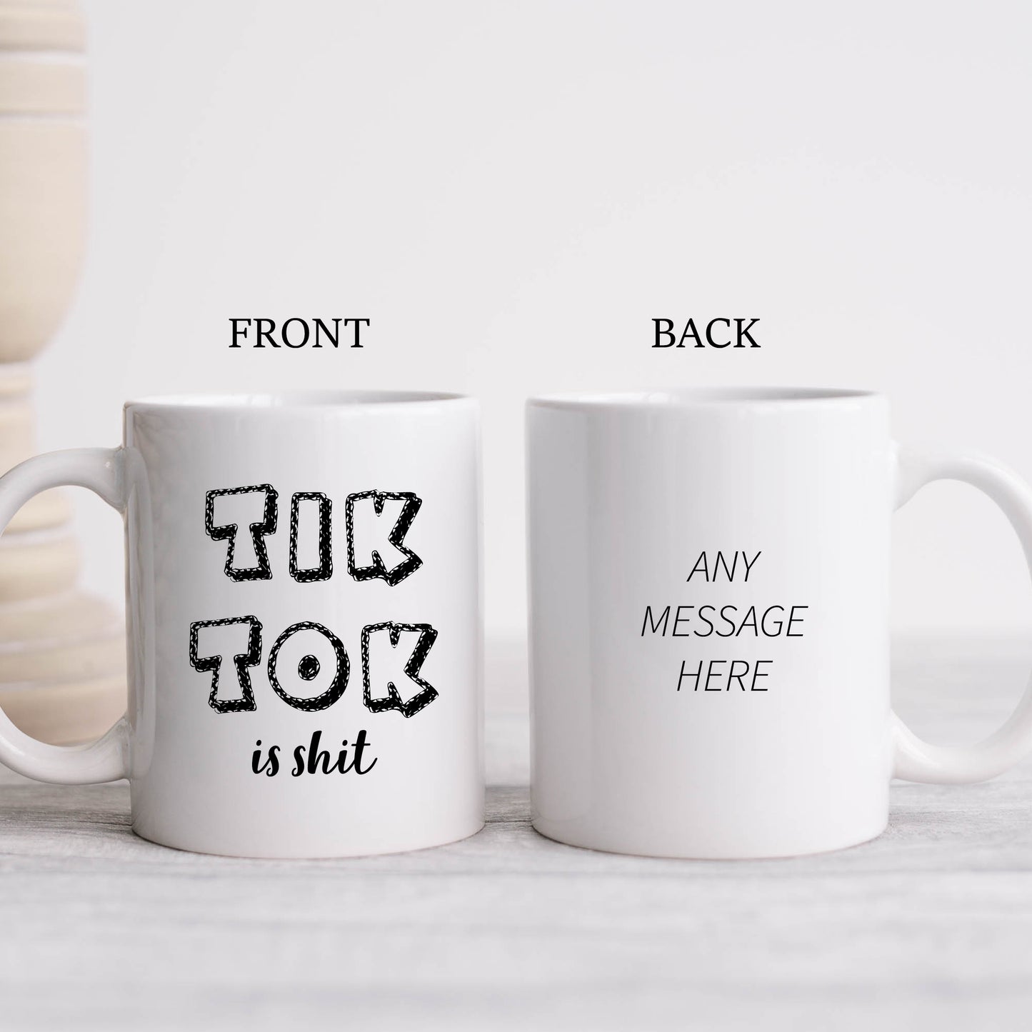 Tik Tok is Shit Funny Personalised Mug, Rude Birthday Gift