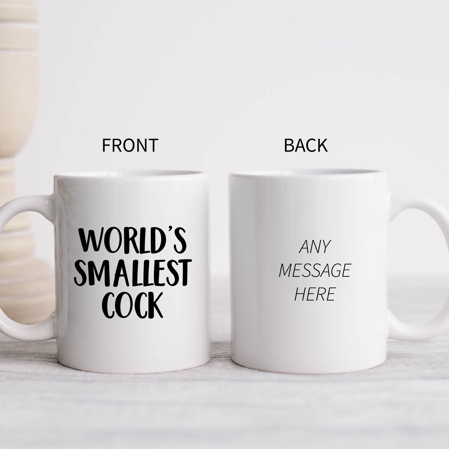 Worlds Smallest Cock Mug, Funny Offensive Personalised Gift Cup